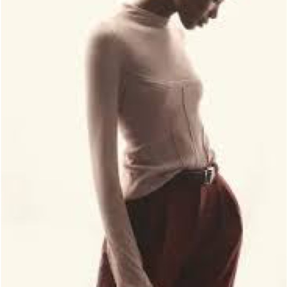 Anthropologie Tops - Anthropologie Maeve High-neck Corset Jumper In Beige Long Sleeve